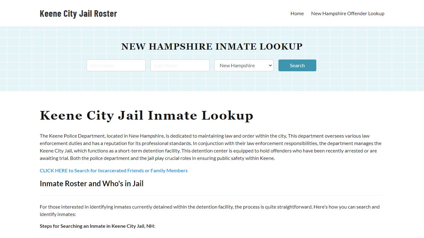 Keene Police Department & City Jail, NH Inmate Roster, Arrests, Mugshots